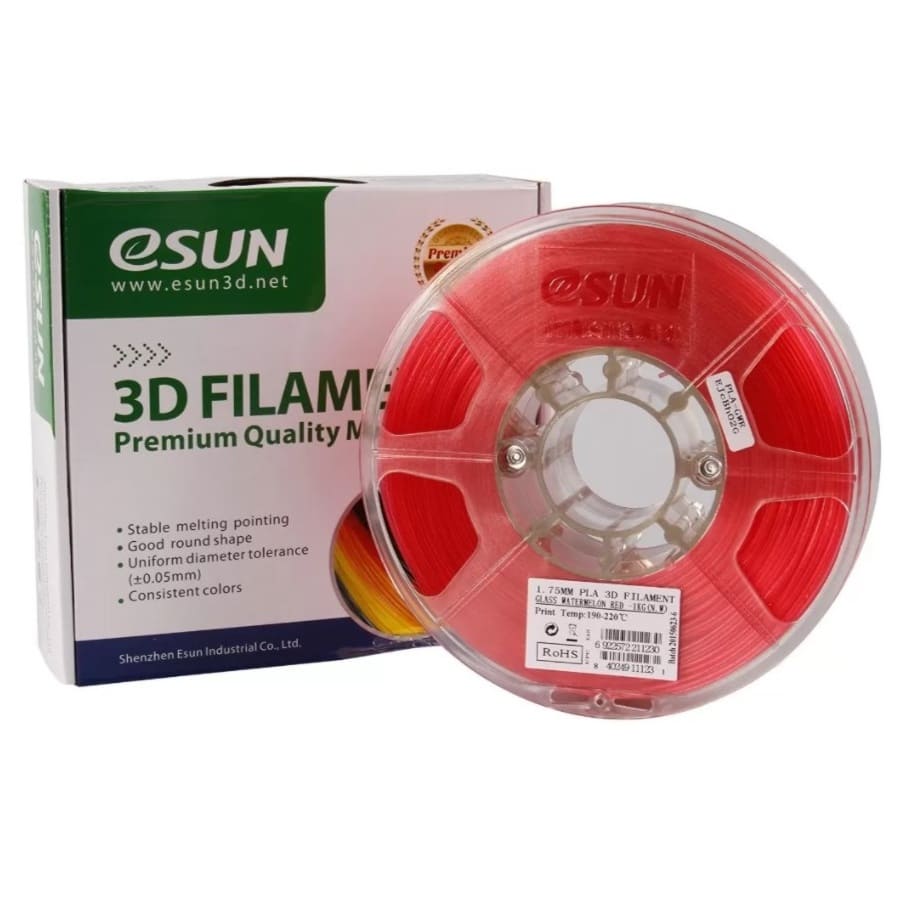 PLA пластик для 3D печати ESUN прозрачный красный Transparent Glass 1,75мм 1кг