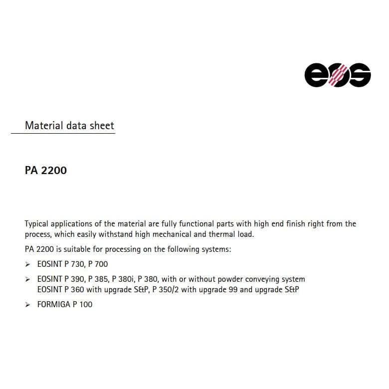 Полиамид EOS PA 2200 (PA12) белый для SLS 3D печати, 20кг